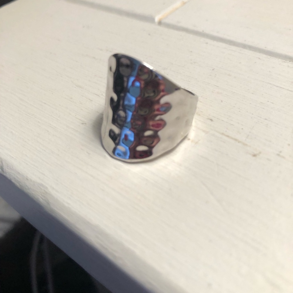 Hammered metal, silver ring